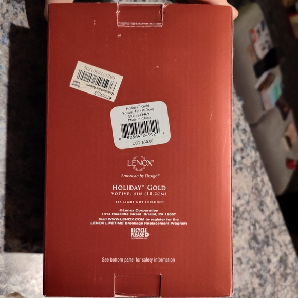 Lenox Holiday Gold Votive 4 Inch - Picture 2 of 2